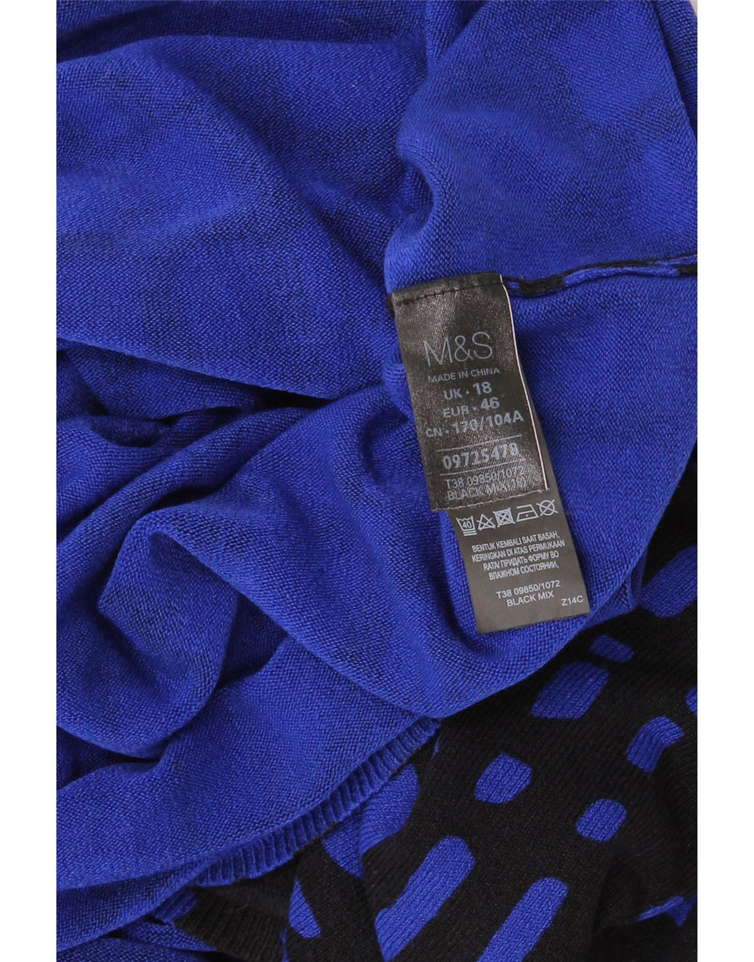 MARKS & SPENCER Womens Crew Neck Jumper Sweater UK 18 XL Blue Check Vintage Marks & Spencer and Second-Hand Marks & Spencer from Messina Hembry 