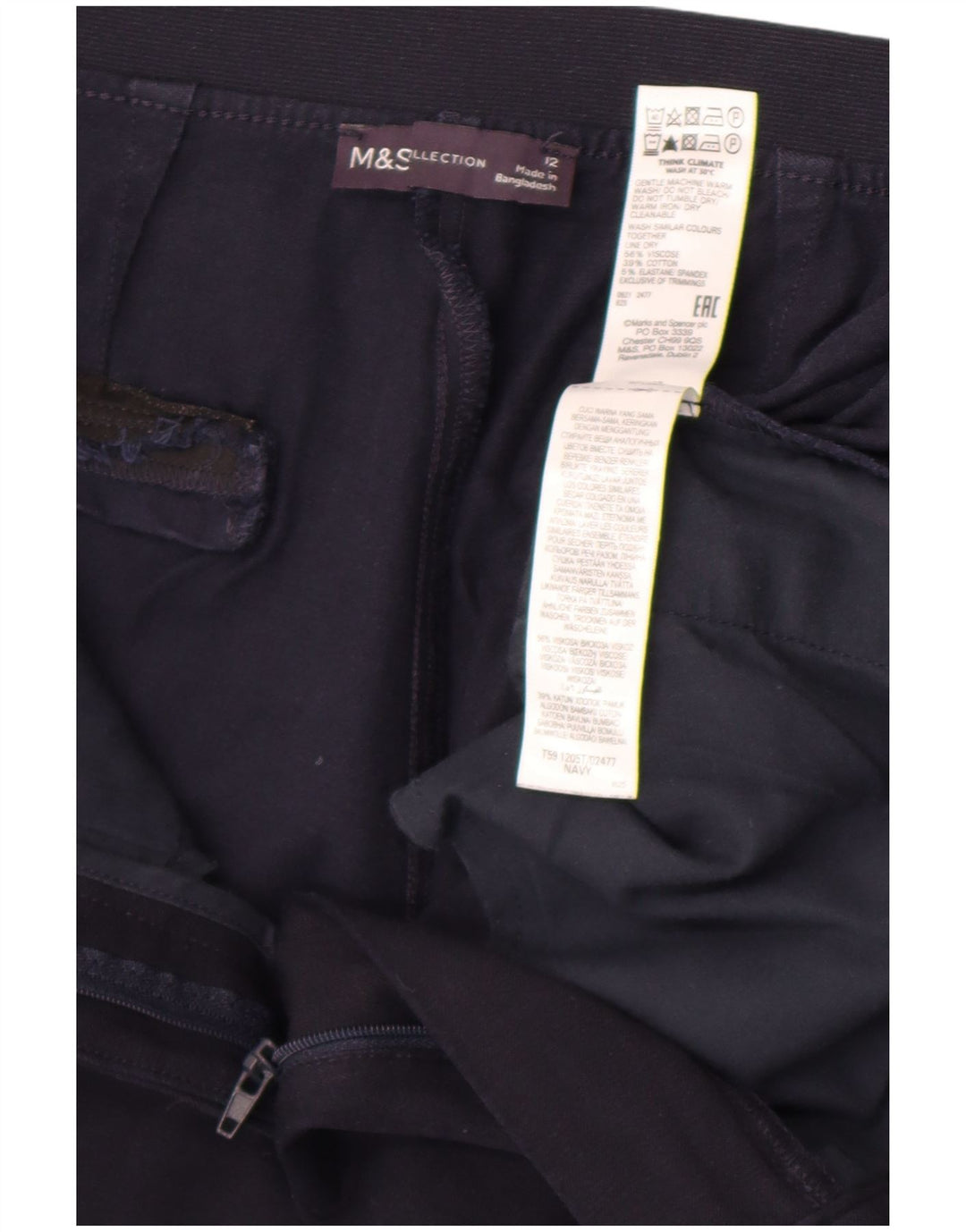 Damskie spodnie garniturowe Marks & Spencer UK 12 Medium W30 L26 Granatowe