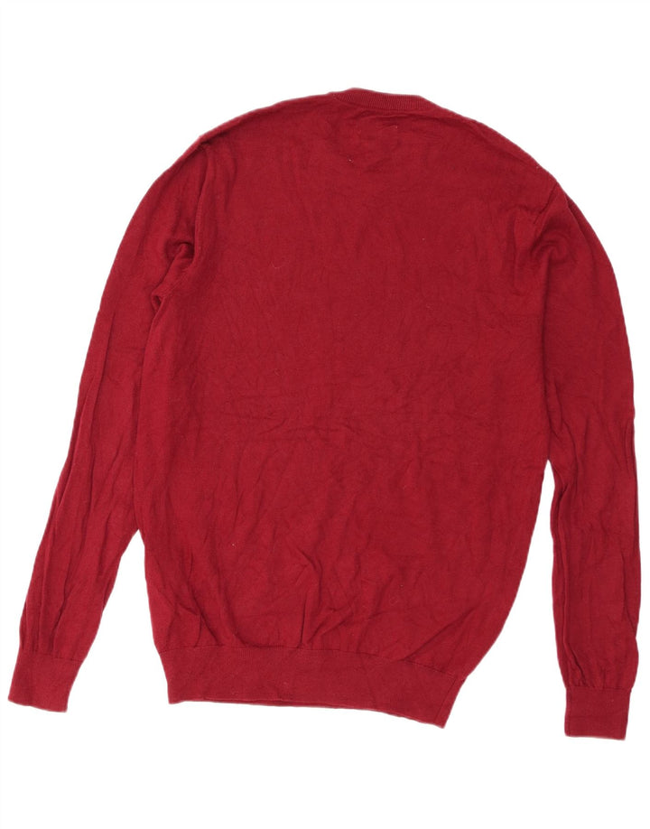 Jack Wills Męski sweter z okrągłym dekoltem o regularnym kroju, średnio czerwony, bawełniany