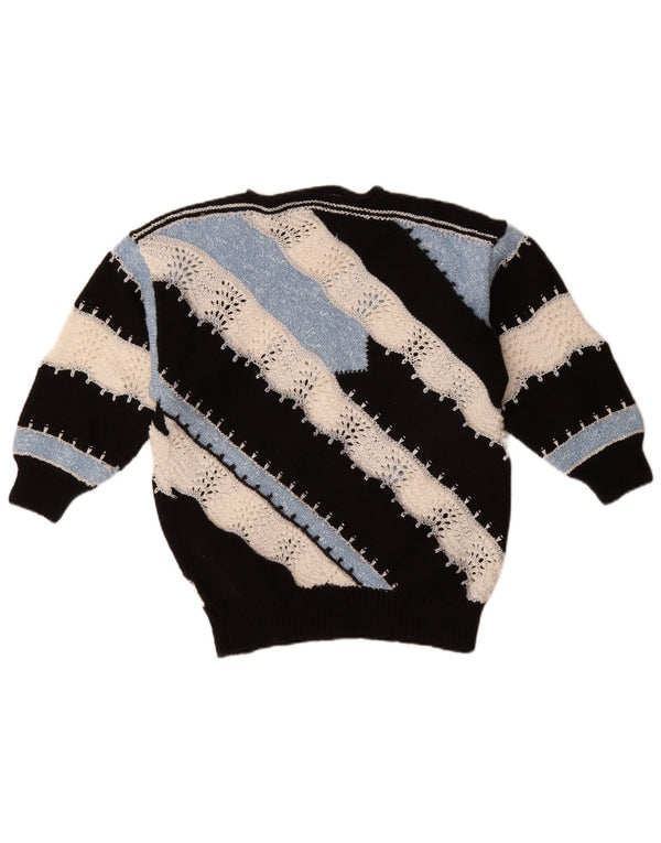 Vintage damski sweter z dekoltem w łódkę UK 14, duży czarny blok kolorów