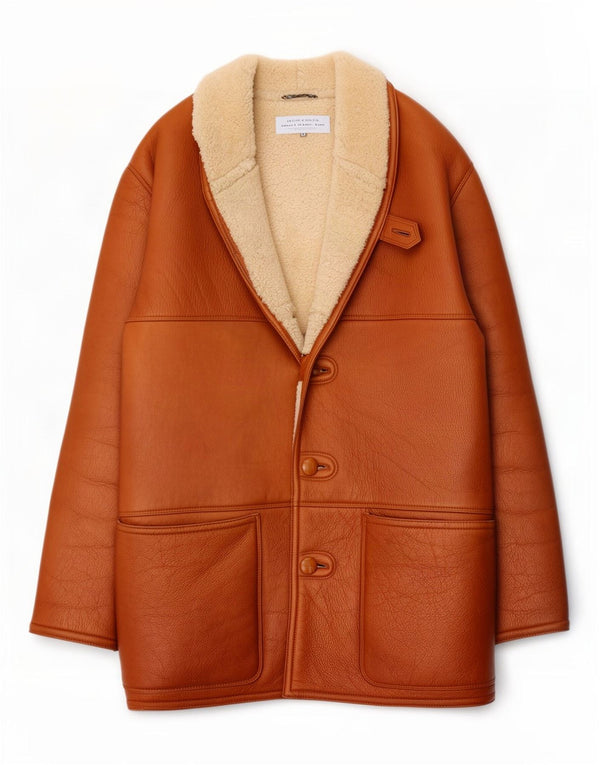 Kurtka męska Shearling Lamatta UK 40, duża brązowa