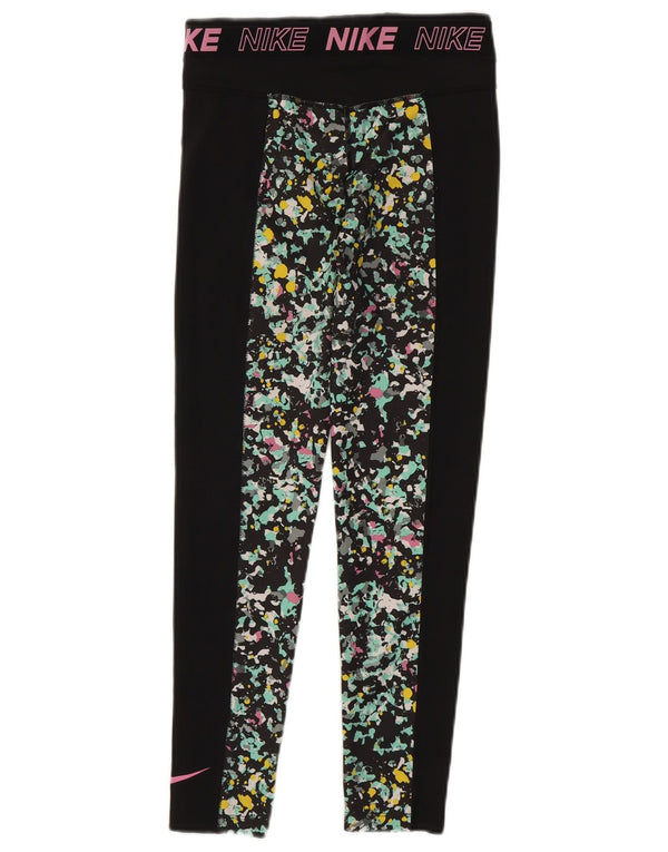 Dziewczęce legginsy NIKE Dri Fit z grafiką 12-13 lat, duże, czarne w cętki