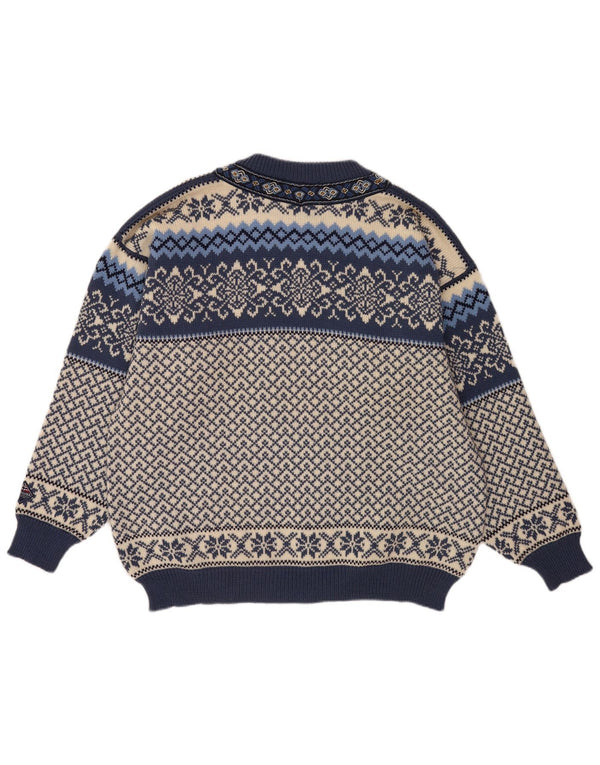 Sweter męski Nordstrikk XL w kolorze niebieskim Fair Isle z dziewiczej wełny