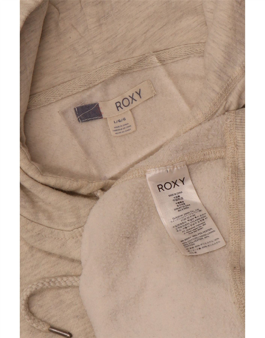 Damski sweter z kapturem ROXY UK 16, duży, beżowy, nakrapiany poliester