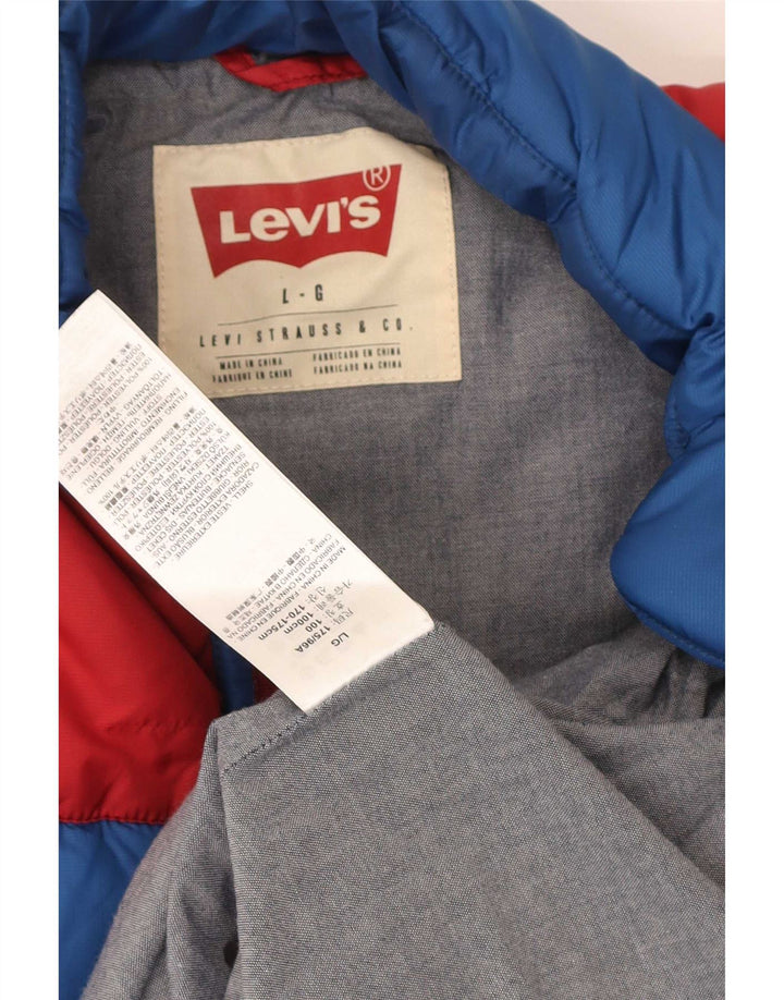 Męska wyściełana kamizelka Levi's UK 40, duży, niebieski, poliester z blokami kolorów