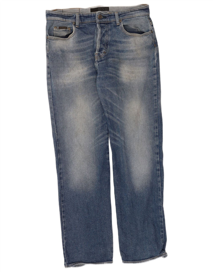 Męskie proste dżinsy Calvin Klein W34 L31 niebieskie