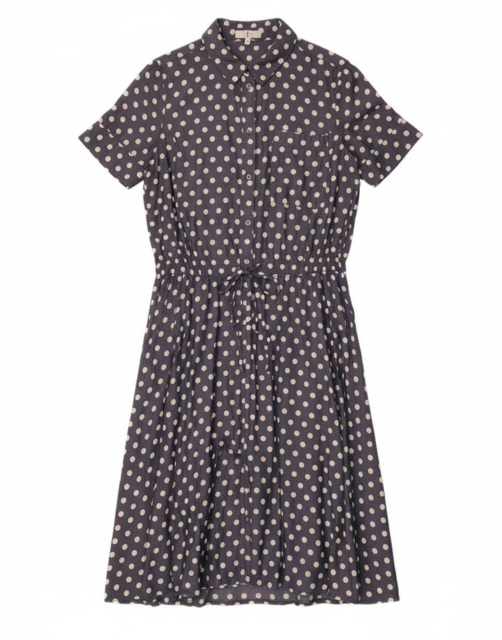JASPER CONRAN Womens Maxi Dress UK 14 Medium Navy Blue Polka Dot