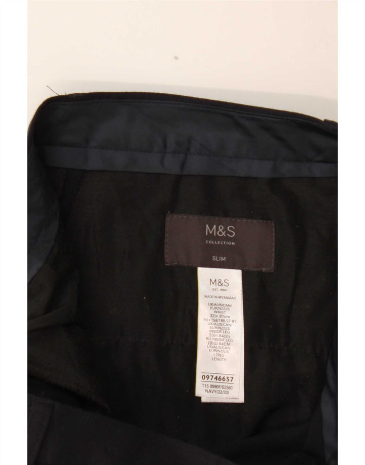 Damskie spodnie garniturowe Marks & Spencer W32 L33 Granatowy poliester
