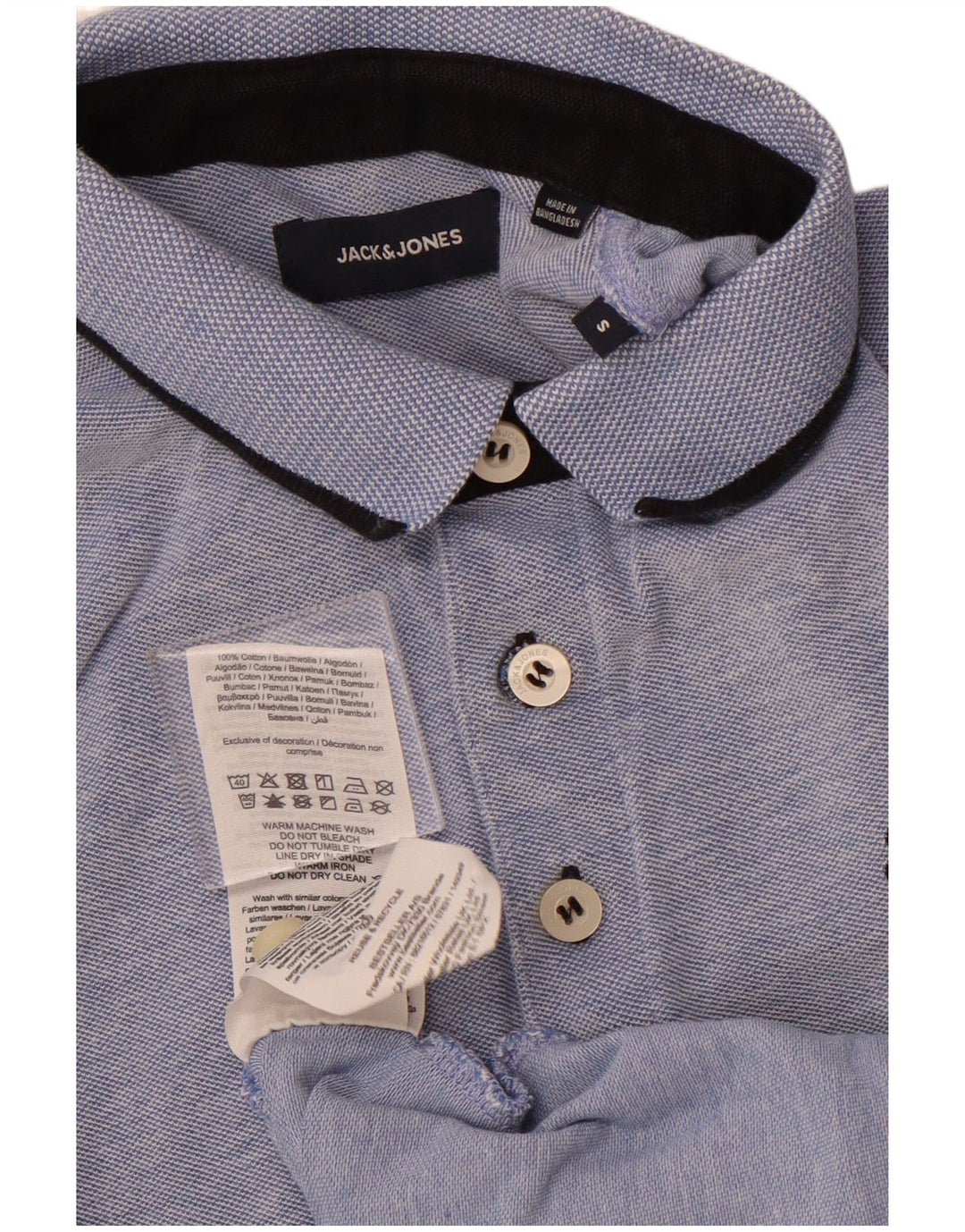 Męska koszulka polo JACK & JONES, mała, niebieska, bawełniana w cętki