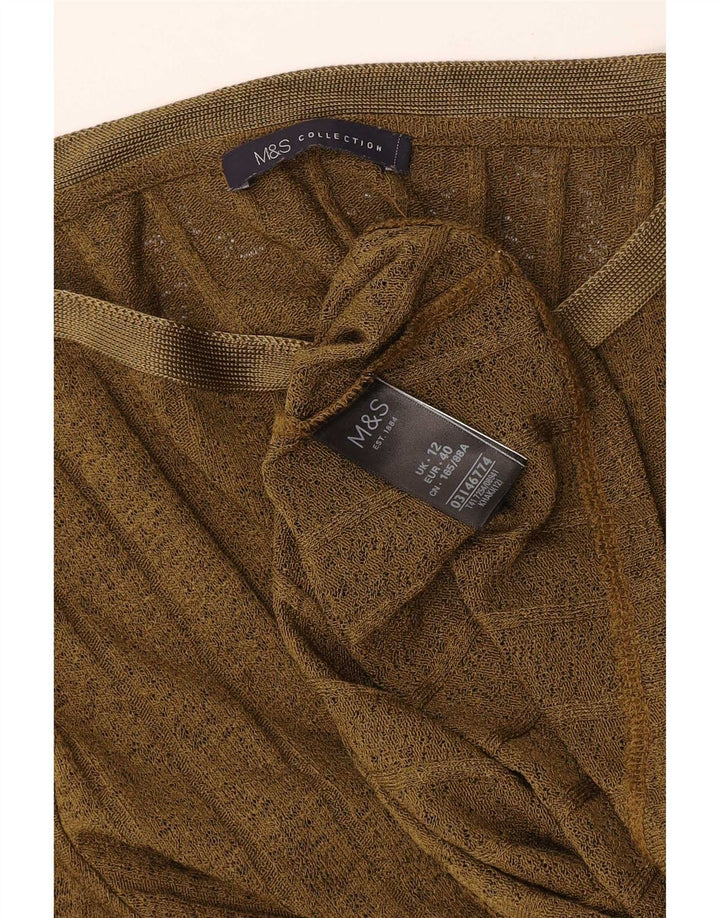 Marks & Spencer Damski top z długim rękawem, UK 12, średni, khaki, poliester