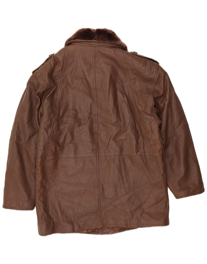 Vintage męska kurtka skórzana IT 52 XL brązowa skóra