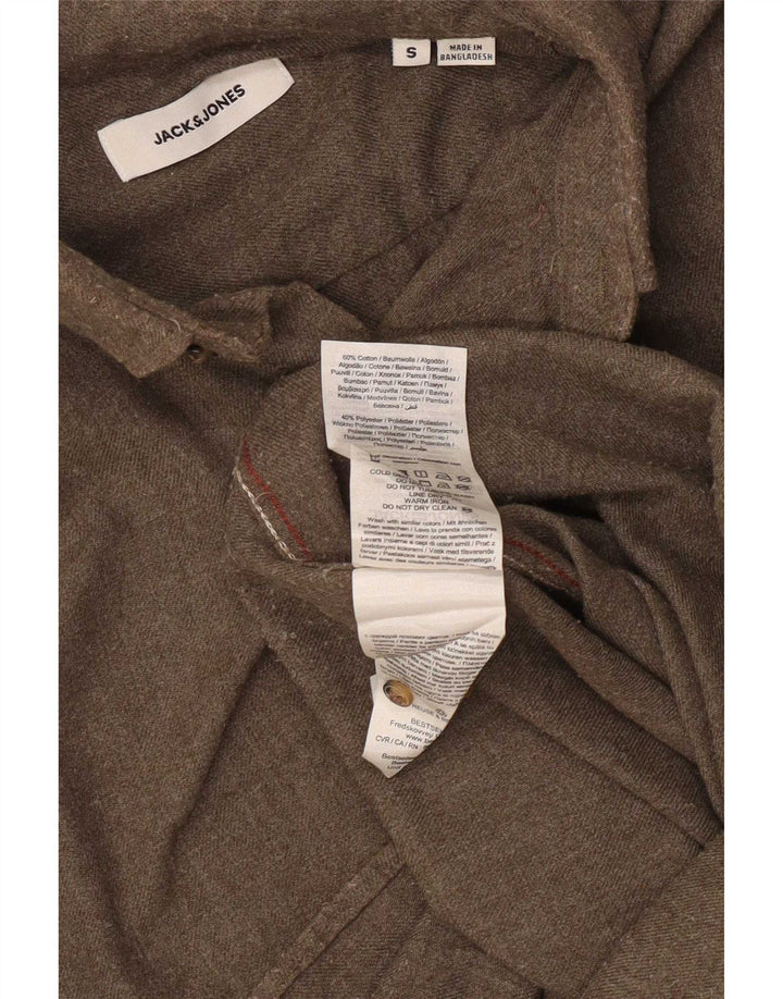 Męska koszula flanelowa Jack & Jones, mała, bawełniana khaki