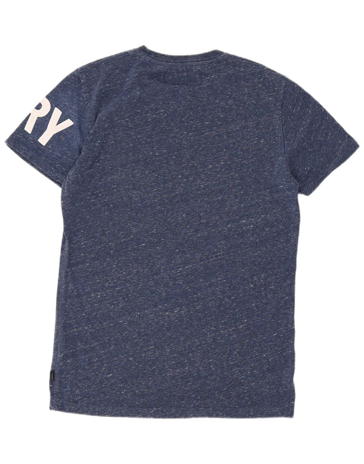 Męski T-shirt z grafiką Superdry, mały, granatowy, nakrapiany poliester