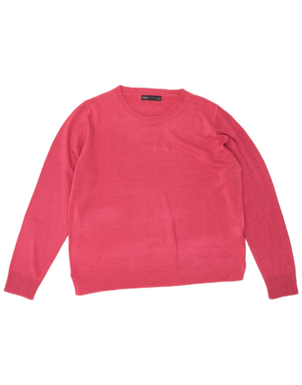 Marks & Spencer Damski sweter z dekoltem w łódkę, UK 18 XL, różowy, akrylowy