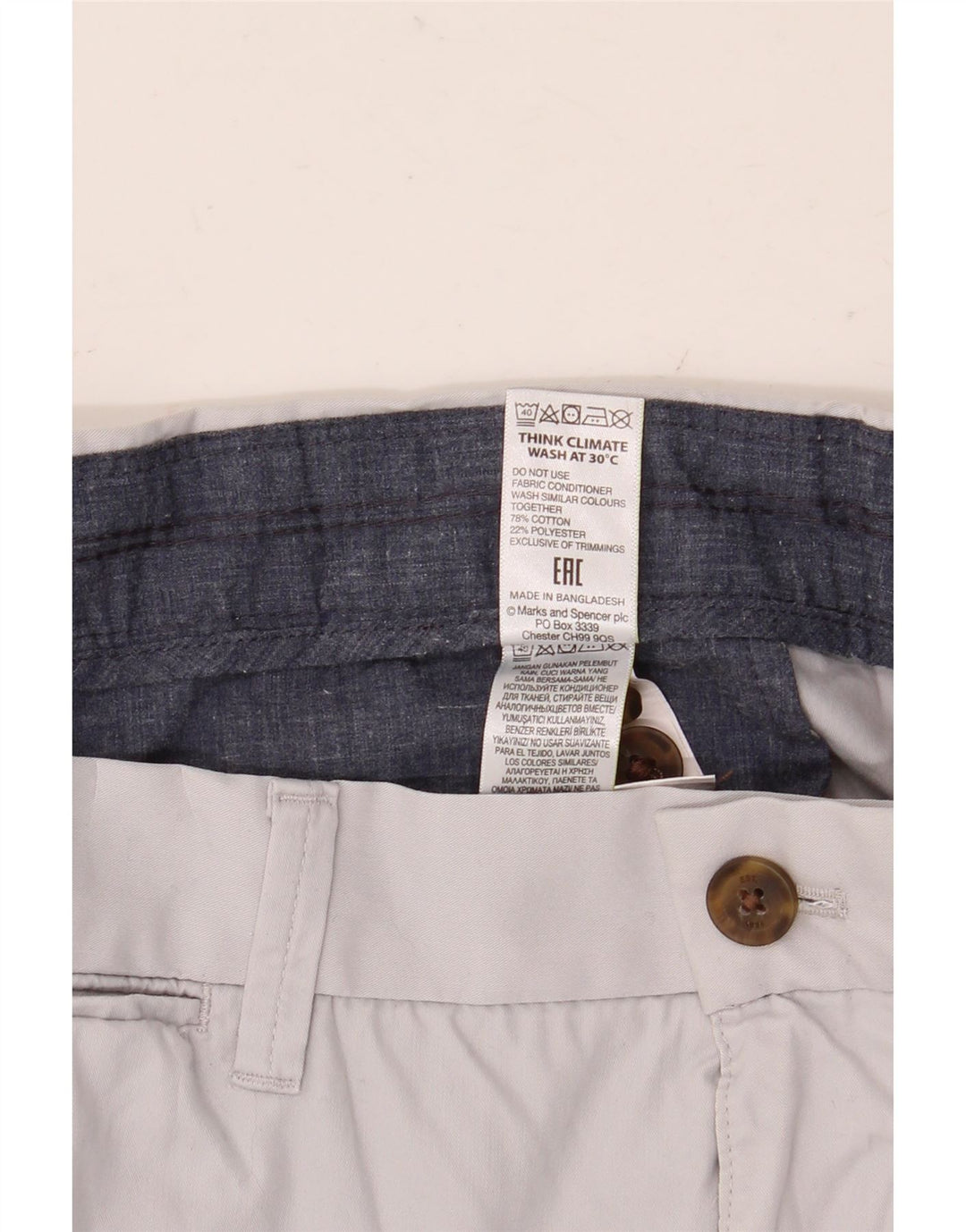 Męskie spodenki Chino Marks & Spencer W36, duże, szare, bawełniane