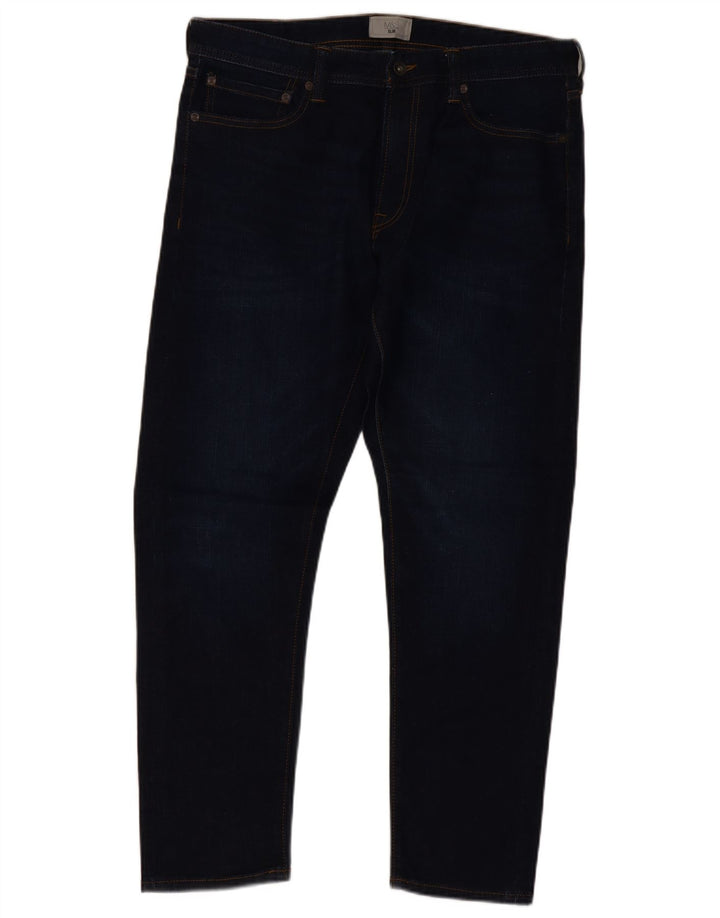 Marks & Spencer Męskie jeansy slim W34 L29 Granatowe, bawełniane