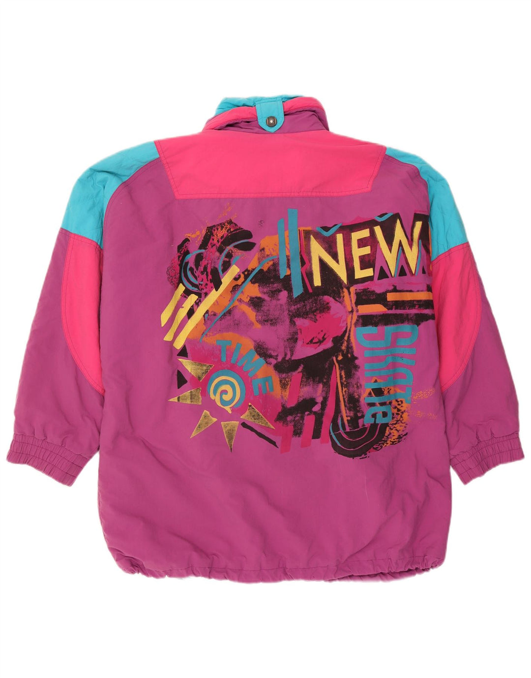 Męska kurtka narciarska Vintage Graphic Pullover UK 44 2XL Fioletowy blok kolorów