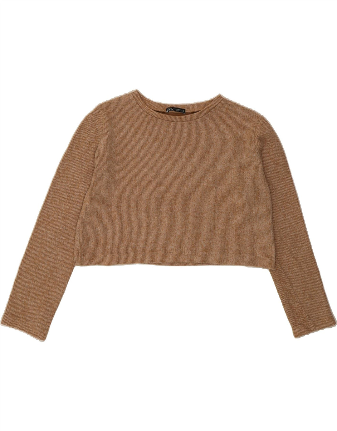 ZARA Womens Crop Boat Neck Jumper Sweater UK 14 Medium Brown Vintage Zara and Second-Hand Zara from Messina Hembry 