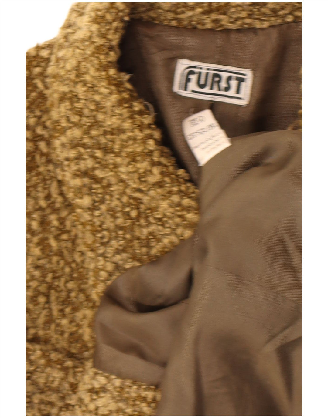 Vintage damska marynarka zapinana na 4 guziki UK 14, średni khaki, nakrapiany akryl