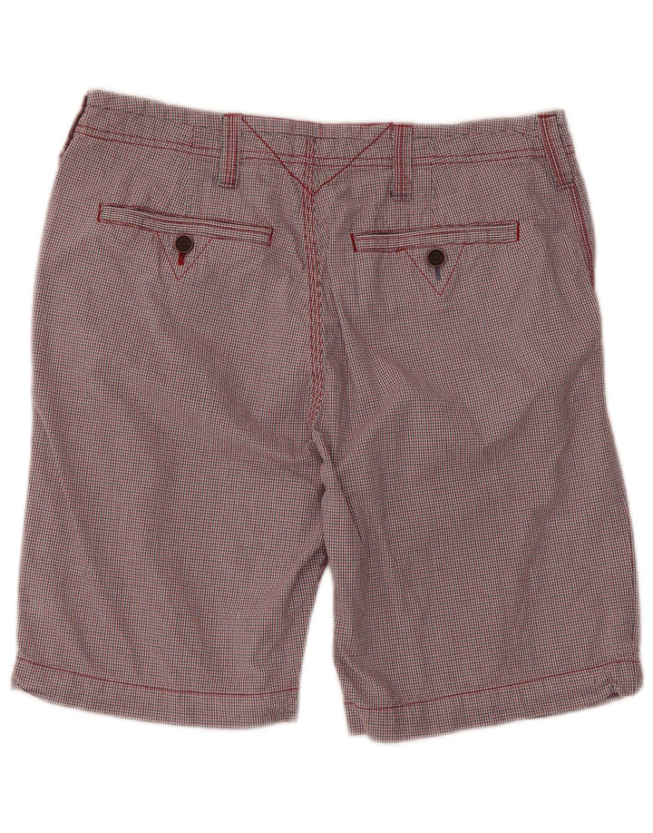 Męskie spodenki chino WHITE STUFF W34, duże, czerwone, bawełniane w kratkę