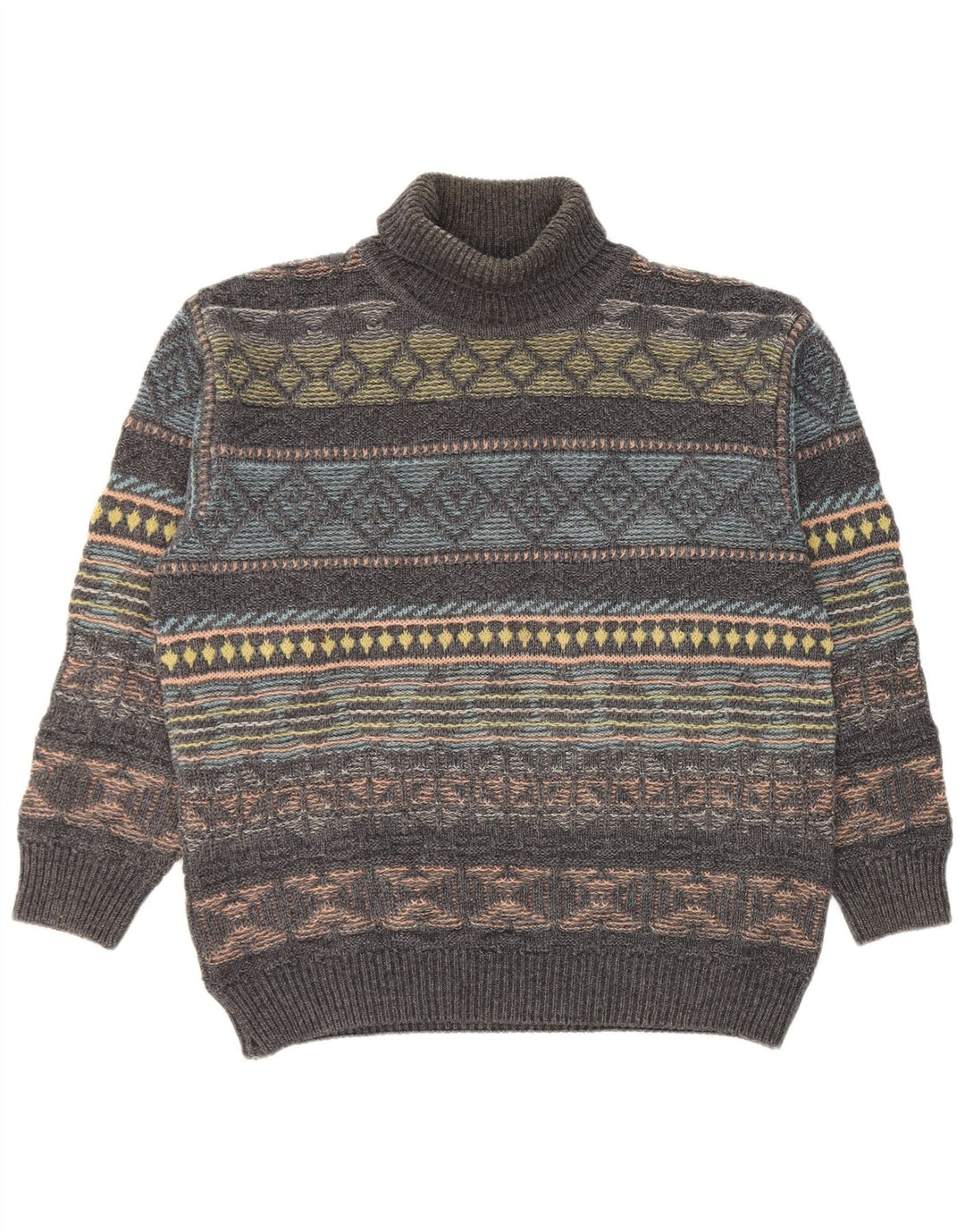 Męski sweter Gilberto z wywijanym dekoltem IT 56 2XL Szara, geometryczna wełna