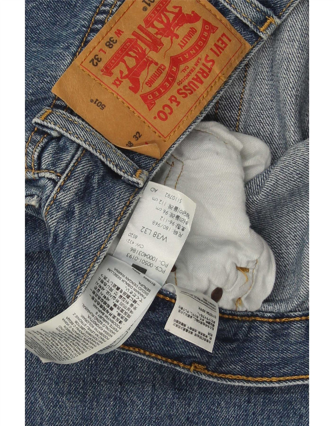 Męskie jeansy Levi's 501 Straight W38 L32 Niebieskie bawełniane