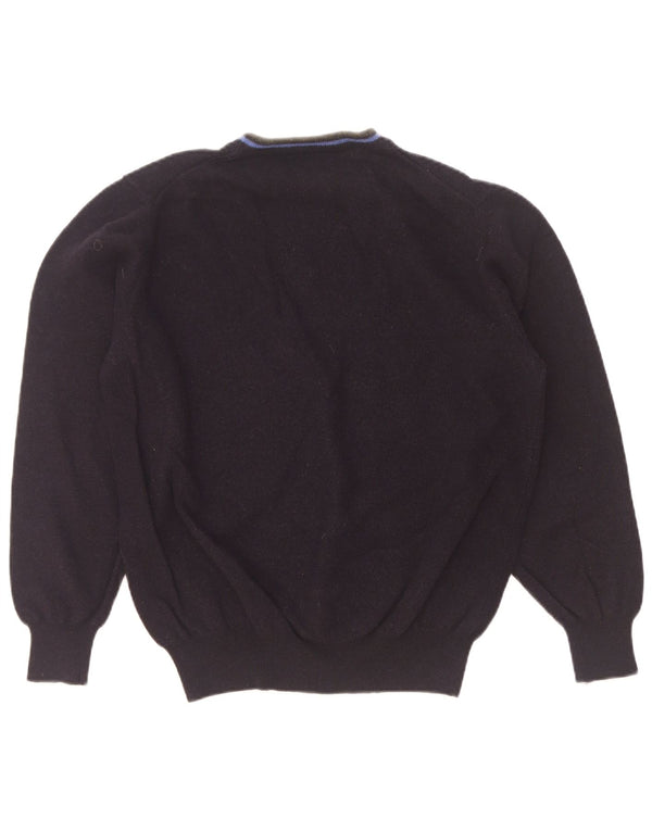 Sweter damski Fred Perry z golfem UK 16, duży, granatowy, wełniany