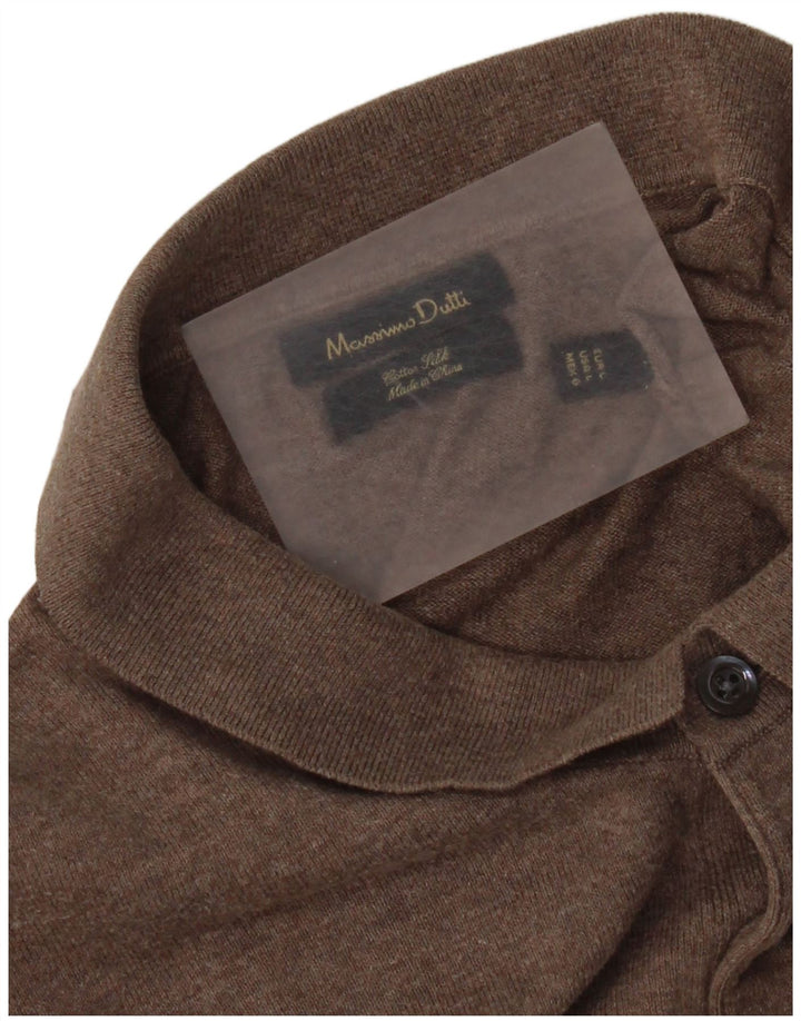 Męski sweter polo Massimo Dutti, duży, brązowy