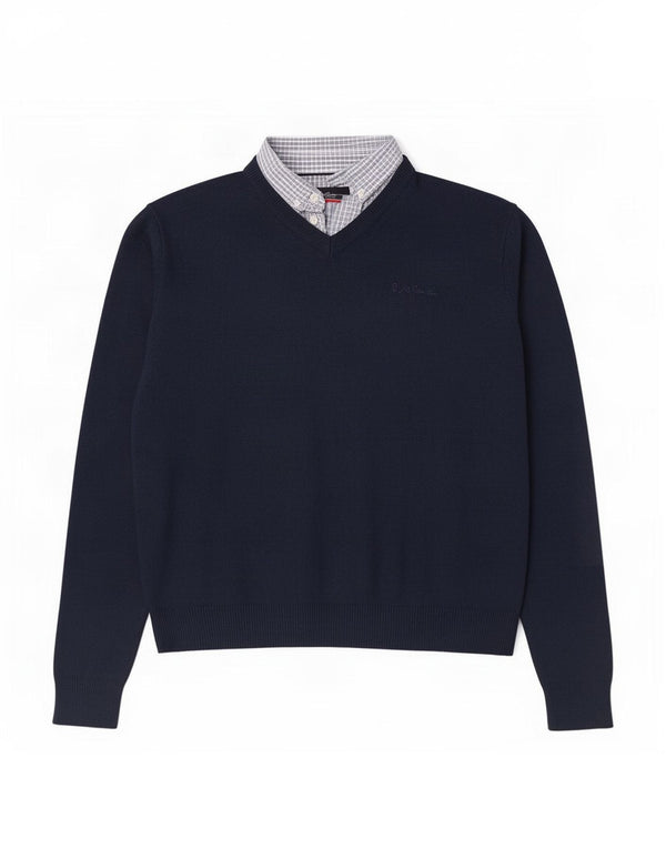 Męski sweter Pierre Cardin z dekoltem w kształcie litery V, duży, granatowy, akrylowy