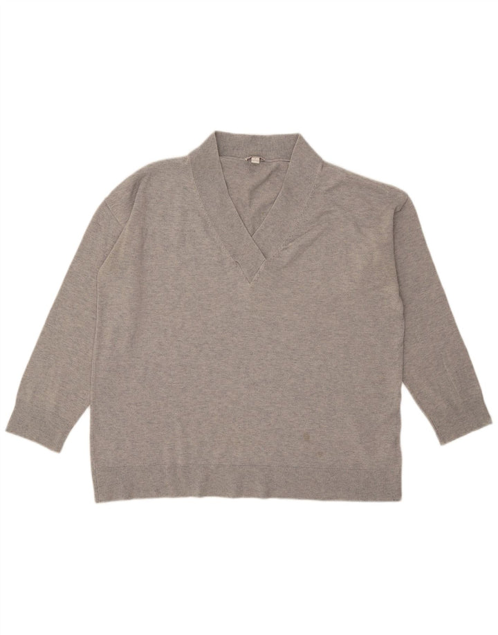 Damski sweter Gap Oversize z dekoltem w kształcie litery V, UK 16, duży, szary, nakrapiany