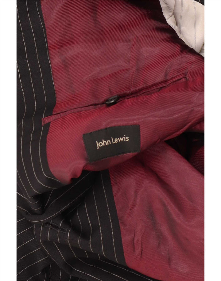 Męska marynarka zapinana na 2 guziki John Lewis UK 36 Mała czarna wełniana w prążki