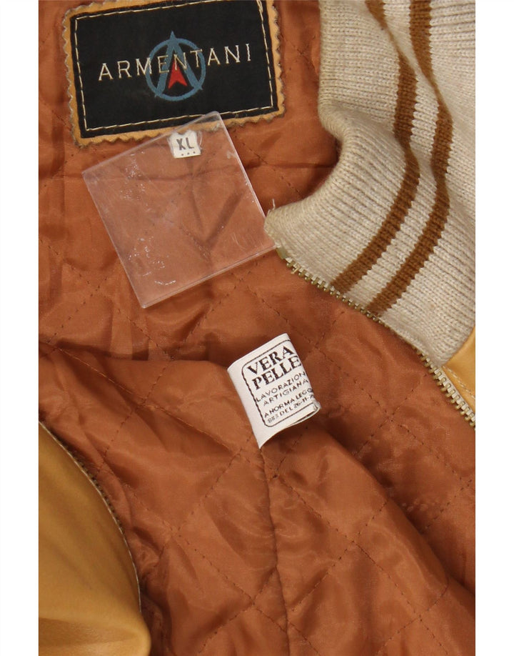 Vintage męska kurtka skórzana bomber UK 42 XL beżowa skóra