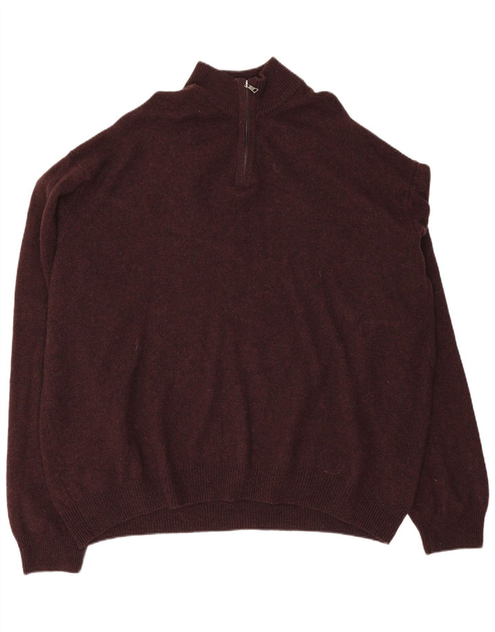 MARKS & SPENCER Męski sweter zapinany na zamek 4XL Burgundowa wełna