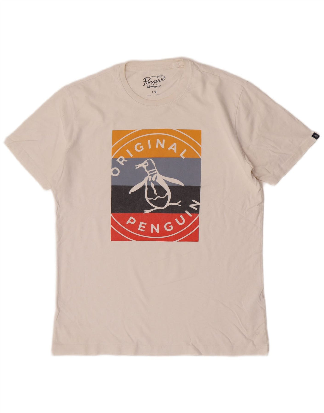 Męski T-shirt z grafiką Pingwin, duży, biały, bawełniany