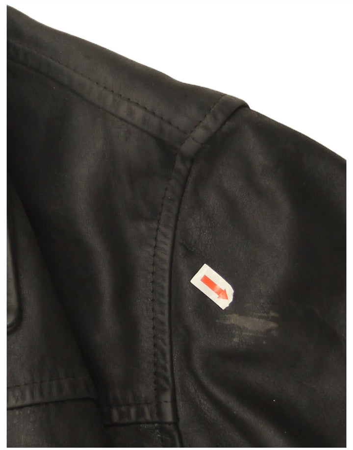 Vintage męska skórzana kurtka IT 46 mała czarna skóra