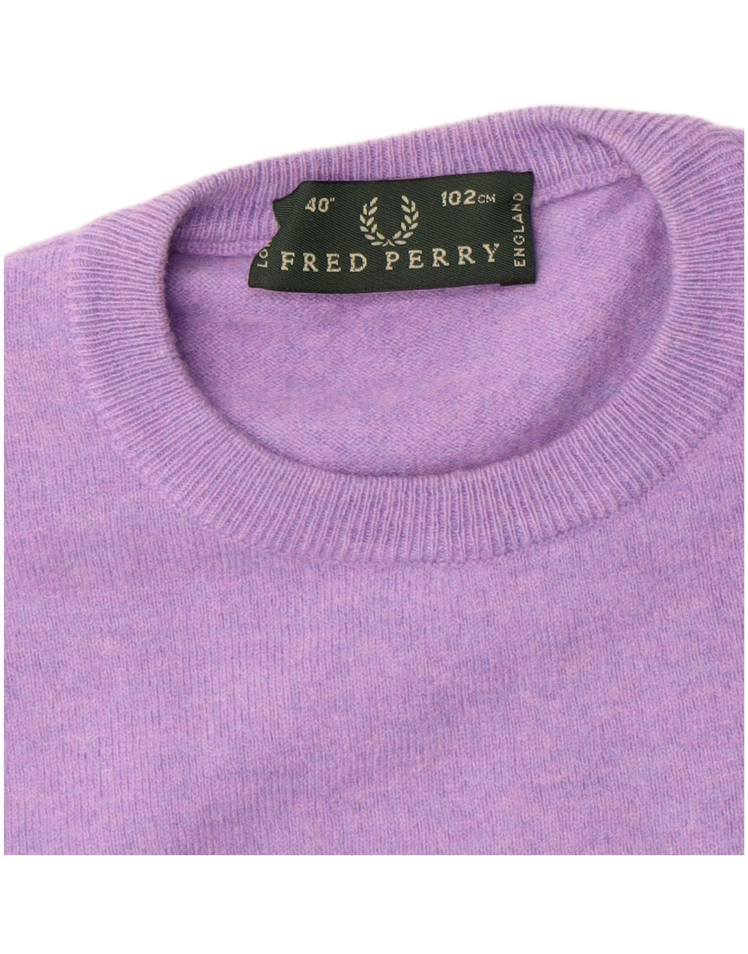 Damski sweter z okrągłym dekoltem Fred Perry, średnio fioletowa wełna