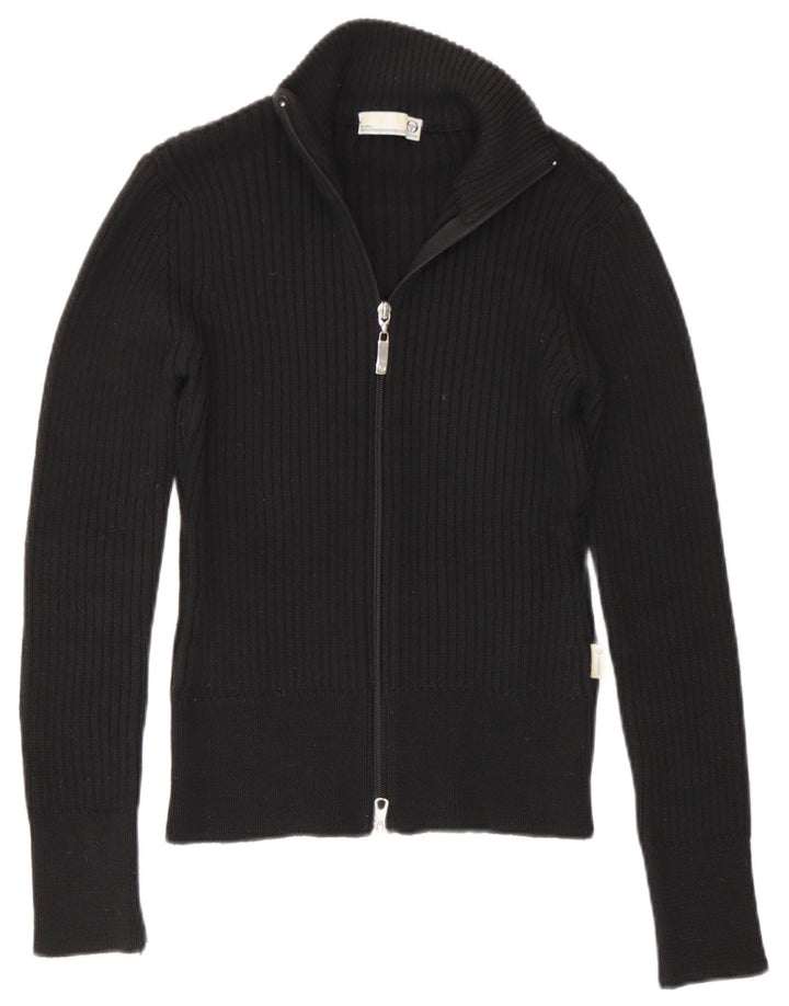 Damski sweter rozpinany Sergio Tacchini z pełnym zamkiem UK 10, mały czarny