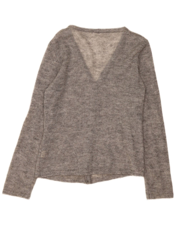 Sweter damski w stylu vintage, UK 16, duży, szary, nakrapiany elastan