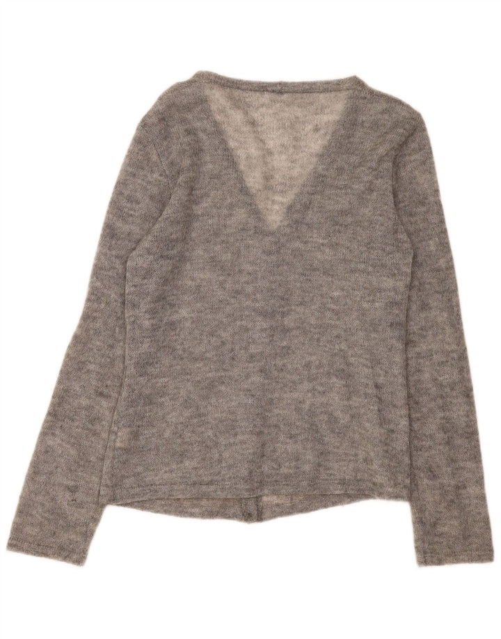 Sweter damski w stylu vintage, UK 16, duży, szary, nakrapiany elastan