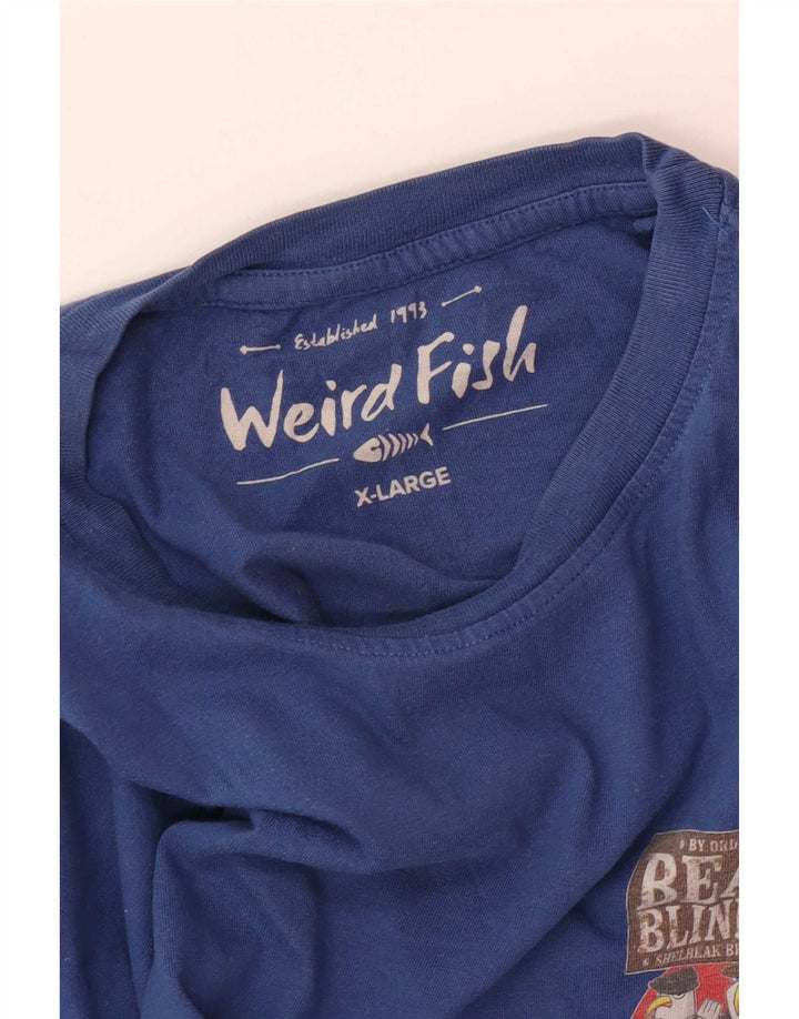 Męski T-shirt z grafiką Weird Fish, rozmiar XL, niebieski
