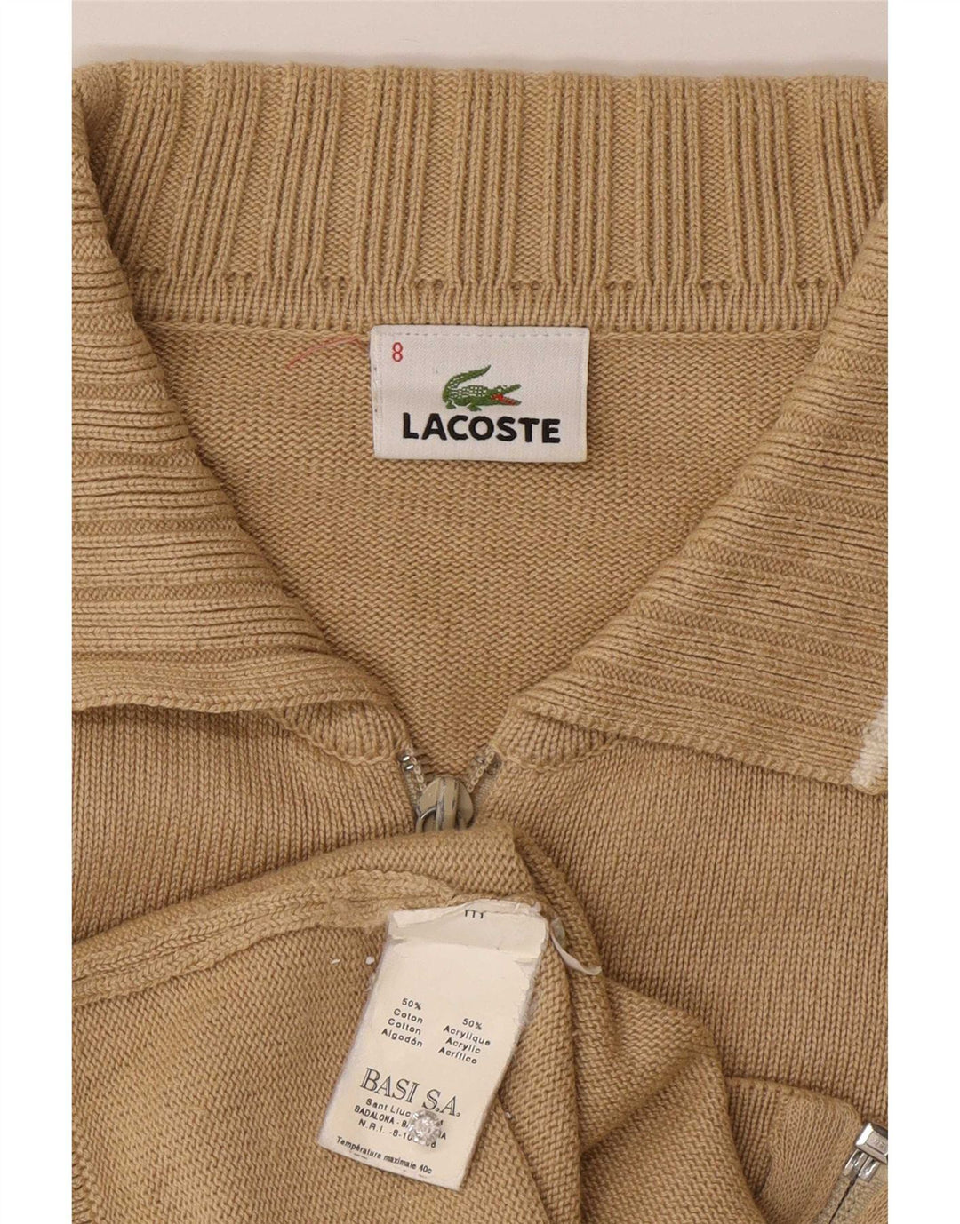 Lacoste Męski sweter rozpinany Rozmiar 8 3XL Beżowa bawełna
