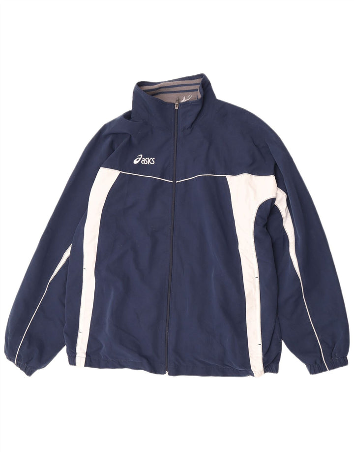 Męska kurtka dresowa Asics XL, granatowa, poliester z blokami kolorów