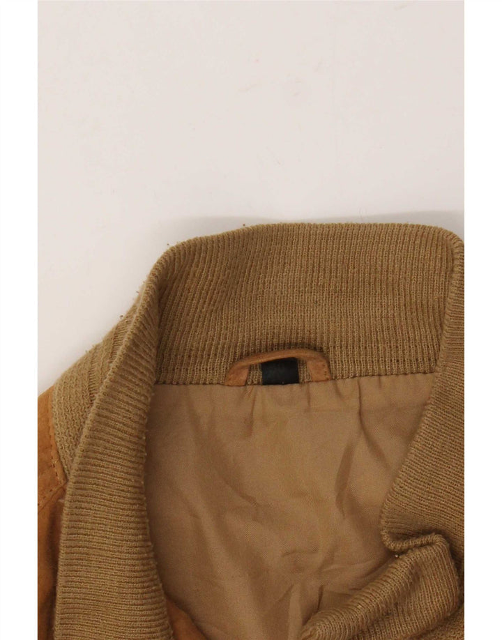 Vintage męska zamszowa kurtka bomber IT 50 duża brązowa skóra