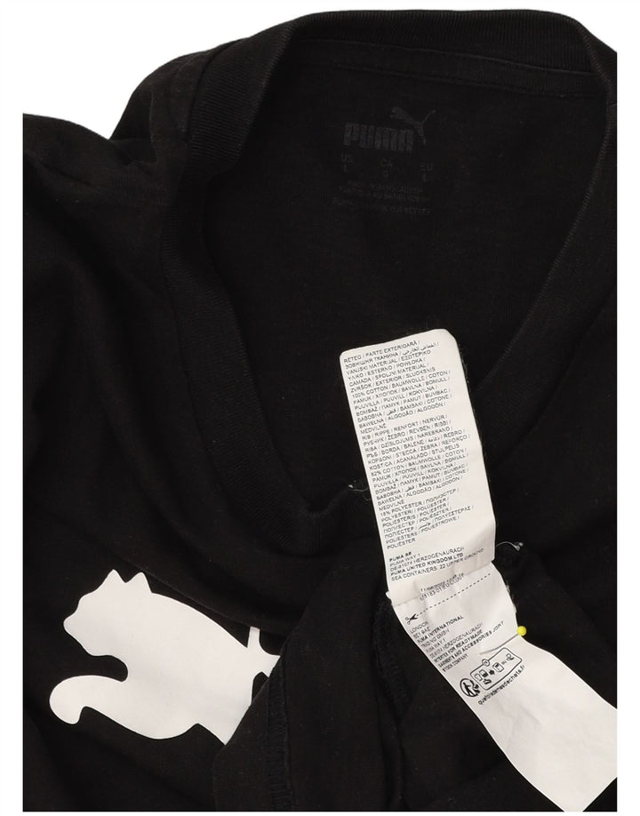 Męska koszulka z grafiką Puma, duża, czarna, bawełniana