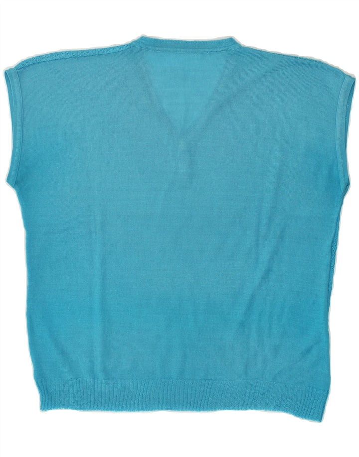 VINTAGE Womens Sleeveless Blouse Top UK 16 Large Blue Argyle/Diamond Vintage Vintage and Second-Hand Vintage from Messina Hembry 
