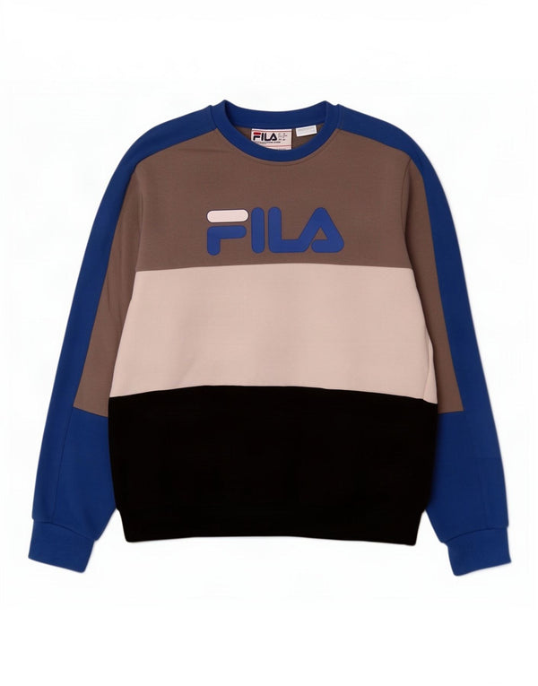 Męska bluza z grafiką Fila, mała, wielobarwna, bawełniana z blokami kolorów