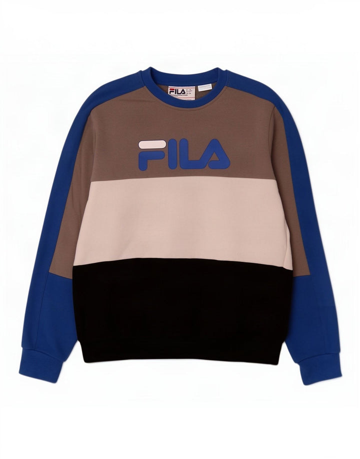Męska bluza z grafiką Fila, mała, wielobarwna, bawełniana z blokami kolorów