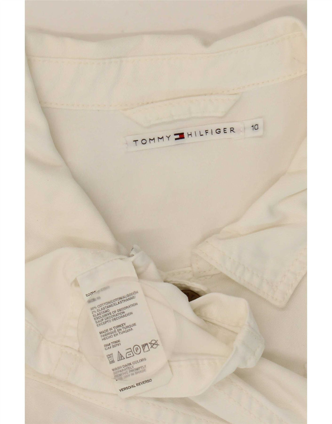 Damska kurtka bomberka Tommy Hilfiger UK 10, duża, biała bawełna