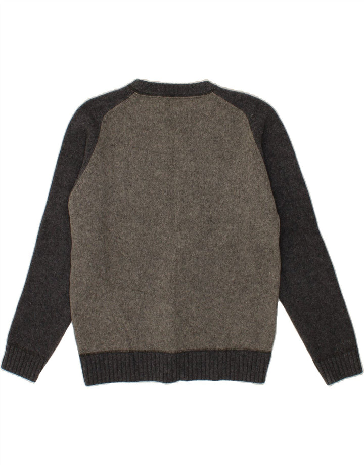 Męski sweter z okrągłym dekoltem LEVI'S, duży, szary, z owczej wełny w blokach kolorów