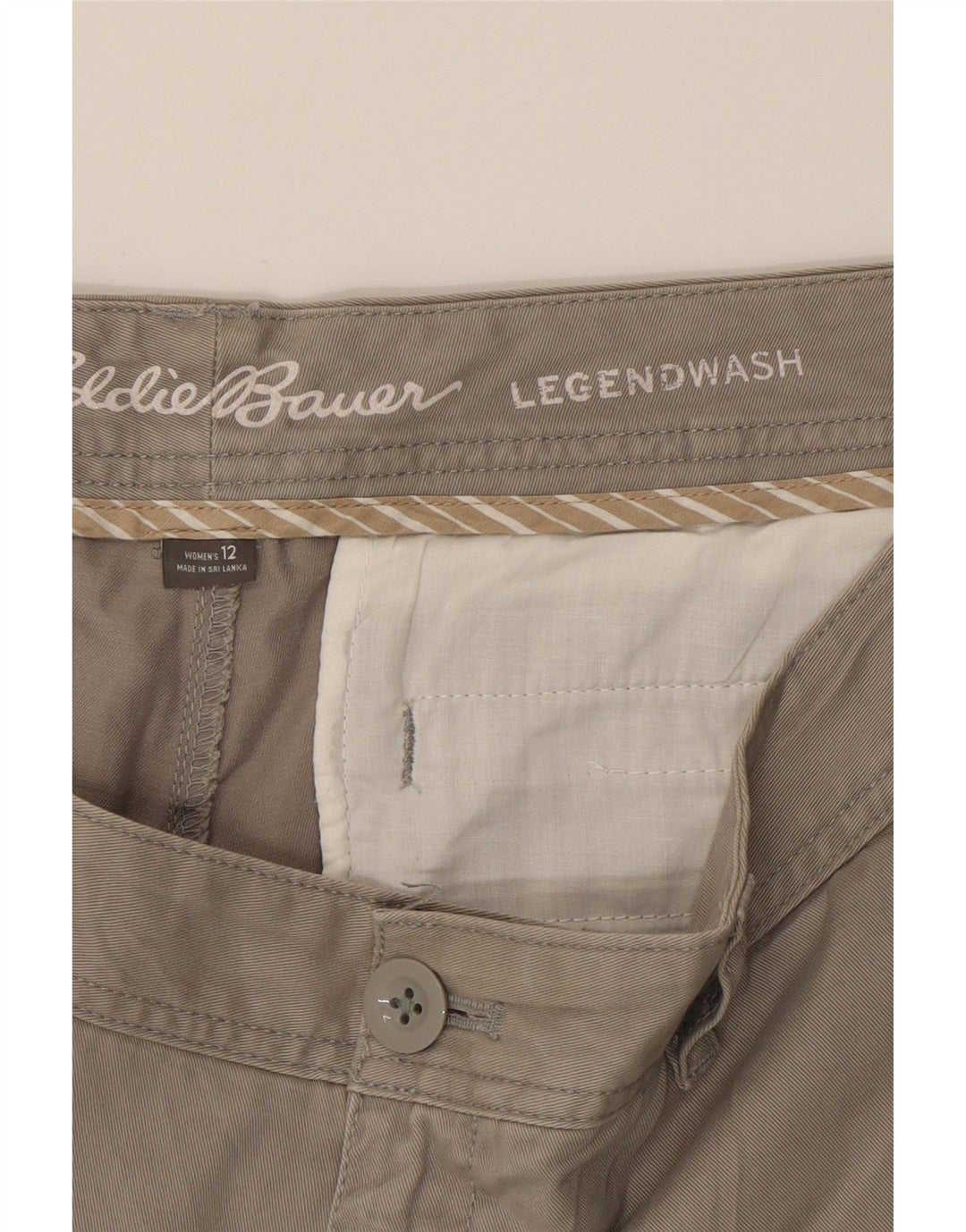 EDDIE BAUER Womens Chino Shorts US 12 Large W34  Grey Cotton Vintage Eddie Bauer and Second-Hand Eddie Bauer from Messina Hembry 